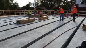 Bridge rehabilitation team working on accelerated bridge construction