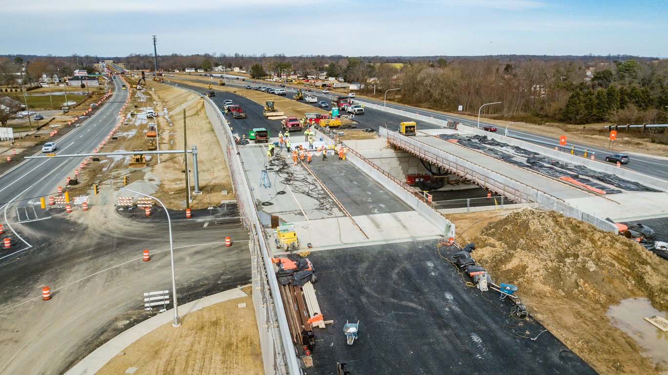 Aerial Shot of Bridge Rehabilitation in Progress