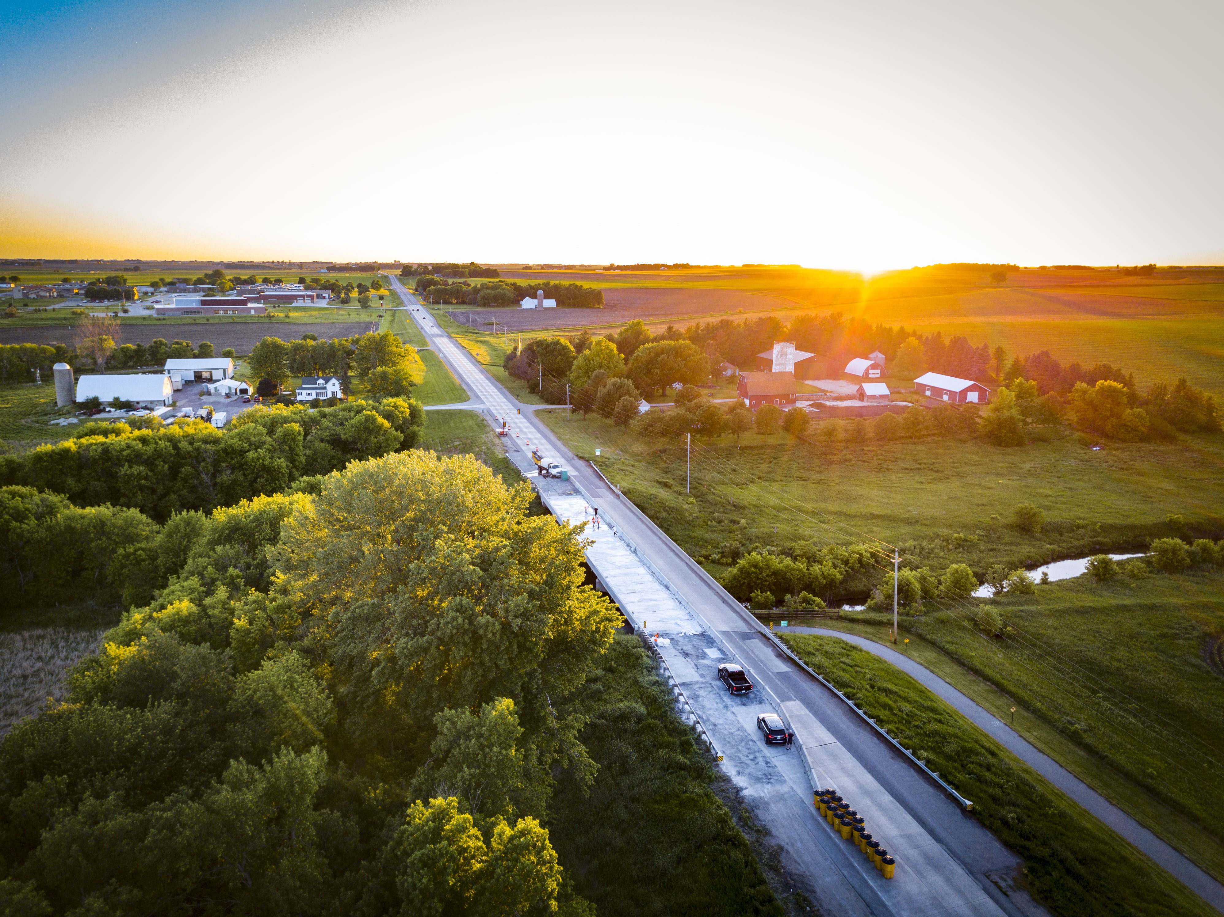 Cars Traveling Down Bridge Built with UHPC Concrete