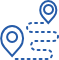 Two Map Pins Connected by Dotted Line