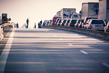 Traffic during bridge construction