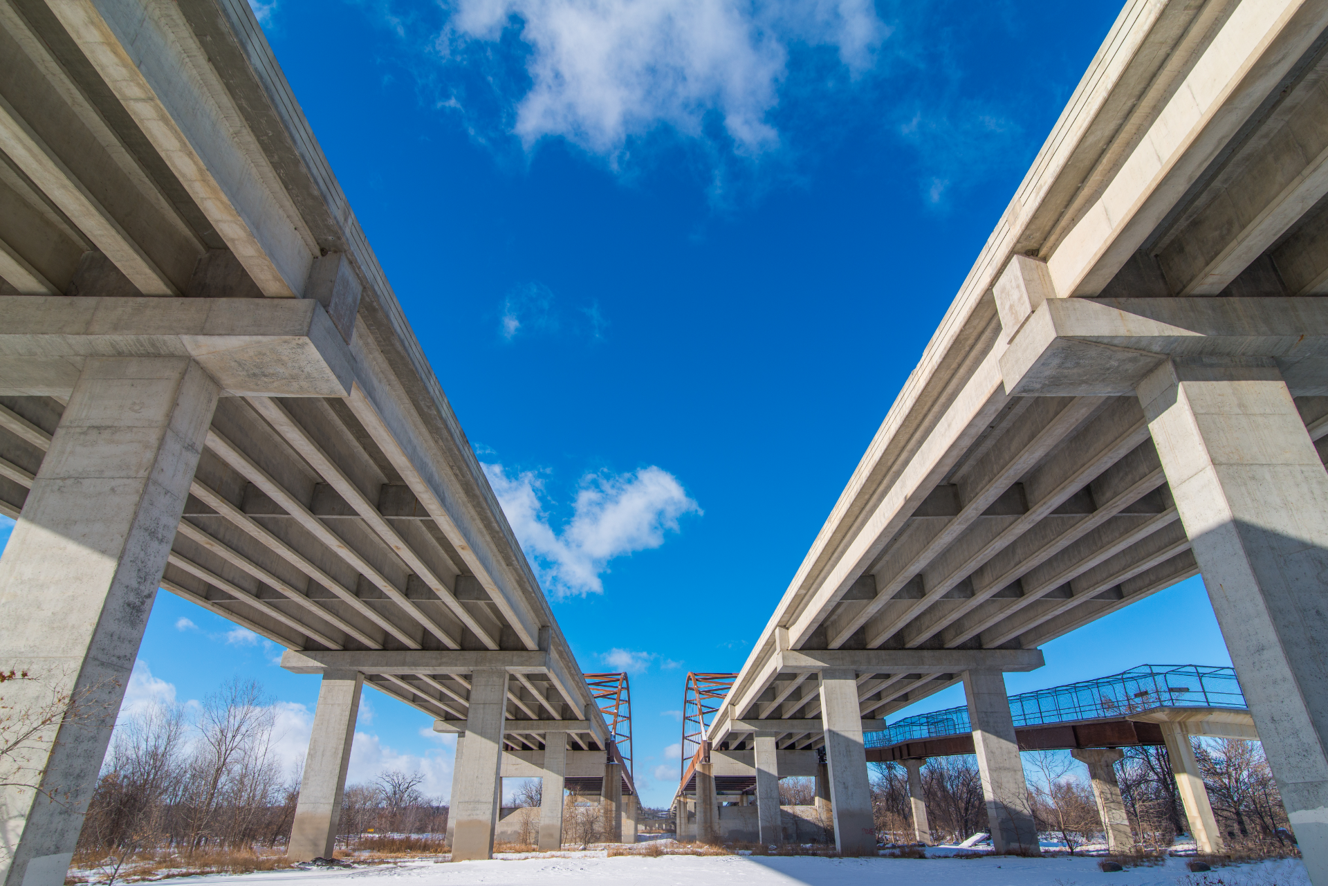 two concrete bridges